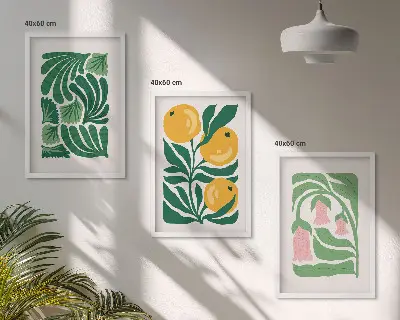 Set de 3 cuadros para salón con patrones de plantas minimalistas
