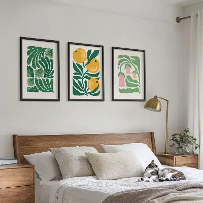 Set de 3 cuadros para salón con patrones de plantas minimalistas