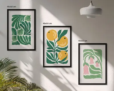 Set de 3 cuadros para salón con patrones de plantas minimalistas