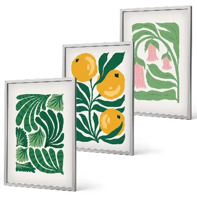 Set de 3 cuadros para salón con patrones de plantas minimalistas