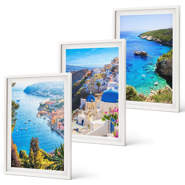Juego de 3 cuadros Vistas griegas de Santorini Oia