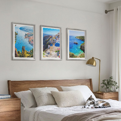 Juego de 3 cuadros Vistas griegas de Santorini Oia