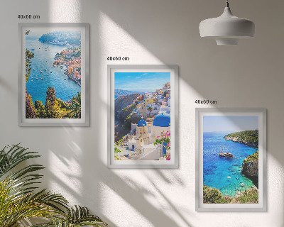 Juego de 3 cuadros Vistas griegas de Santorini Oia