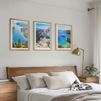 Juego de 3 cuadros Vistas griegas de Santorini Oia