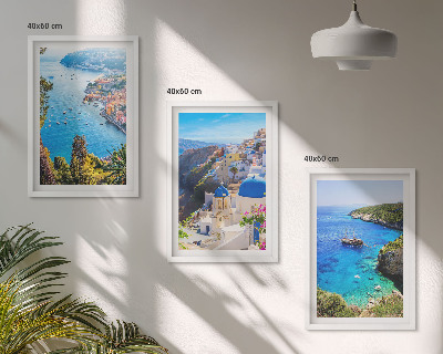 Juego de 3 cuadros Vistas griegas de Santorini Oia
