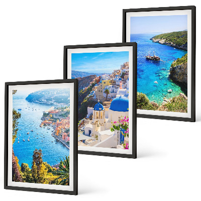 Juego de 3 cuadros Vistas griegas de Santorini Oia