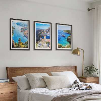 Juego de 3 cuadros Vistas griegas de Santorini Oia