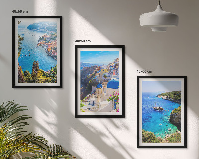 Juego de 3 cuadros Vistas griegas de Santorini Oia