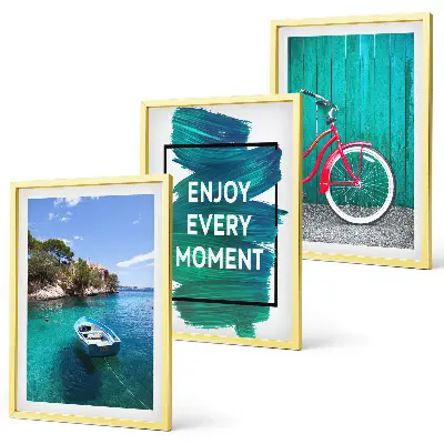Set de 3 cuadros para salón con diseño de inspiración marina y bicicletas