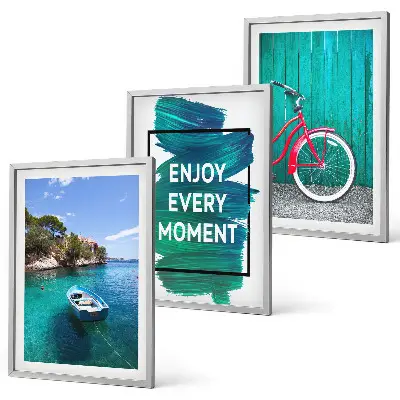 Set de 3 cuadros para salón con diseño de inspiración marina y bicicletas