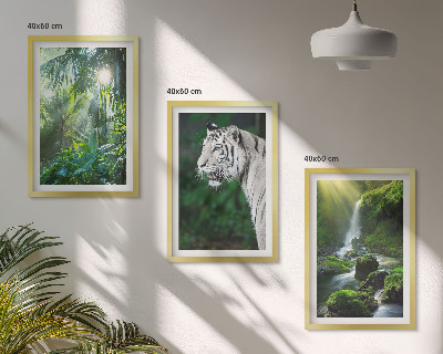 Set de 3 cuadros para salón Cascada del tigre de la jungla