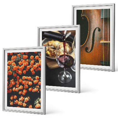 Juego de 3 cuadros Flores antiguas vino violín