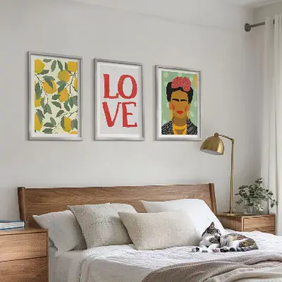 Set de 3 cuadros Limones AMAN retrato de Frida para salón