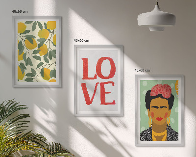 Set de 3 cuadros para salón Limones AMAN retrato de Frida