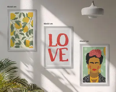 Set de 3 cuadros Limones AMAN retrato de Frida para salón