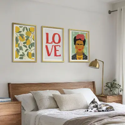 Set de 3 cuadros Limones AMAN retrato de Frida para salón