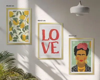 Set de 3 cuadros Limones AMAN retrato de Frida para salón