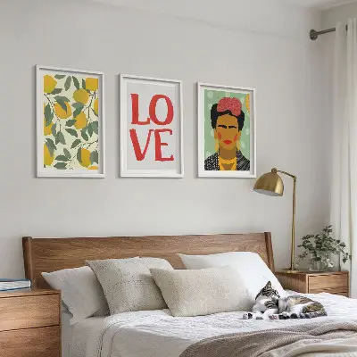 Set de 3 cuadros Limones AMAN retrato de Frida para salón