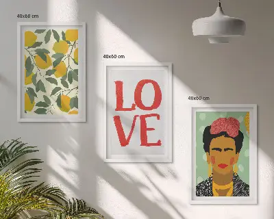 Set de 3 cuadros Limones AMAN retrato de Frida para salón