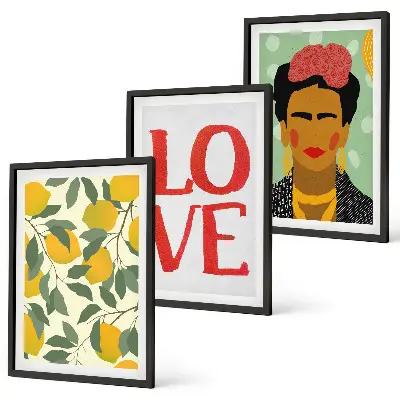Set de 3 cuadros Limones AMAN retrato de Frida para salón