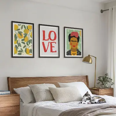 Set de 3 cuadros Limones AMAN retrato de Frida para salón