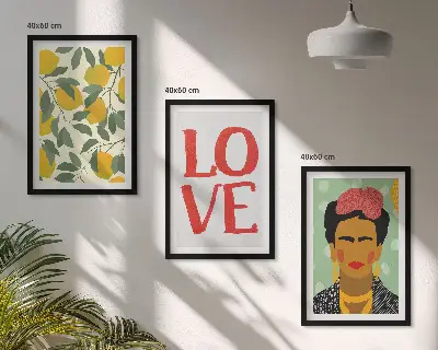 Set de 3 cuadros Limones AMAN retrato de Frida para salón