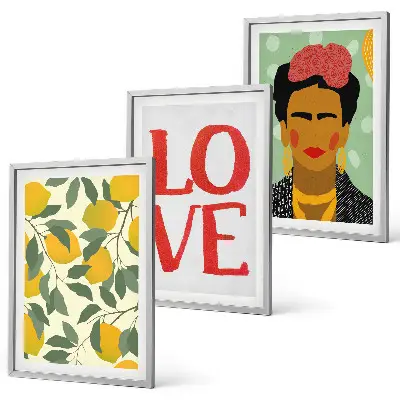 Set de 3 cuadros Limones AMAN retrato de Frida para salón