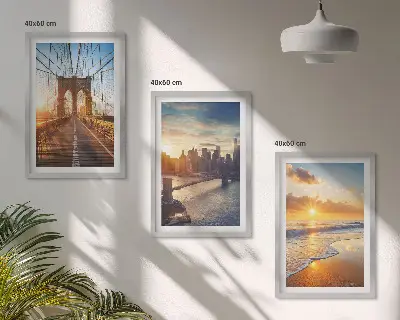 Set de 3 cuadros de puentes al atardecer decoración para salón