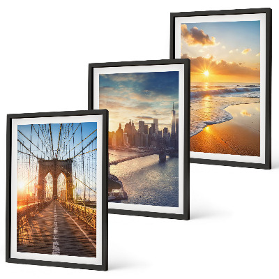 Set de 3 cuadros para salón Puentes atardeceres ciudad