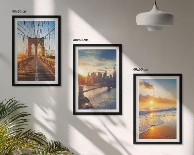 Set de 3 cuadros para salón Puentes atardeceres ciudad