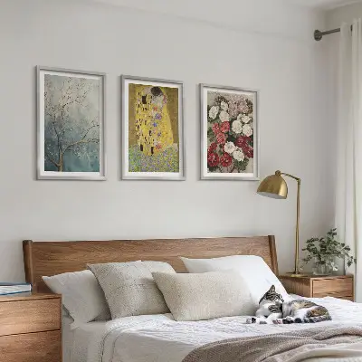 Set de 3 cuadros de flores del árbol de Klimt decoración para salón