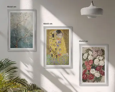 Set de 3 cuadros de flores del árbol de Klimt decoración para salón