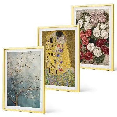 Set de 3 cuadros de flores del árbol de Klimt decoración para salón