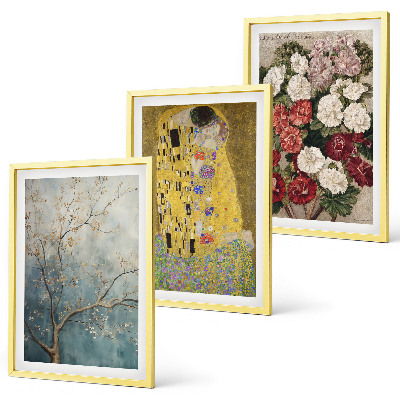 Set de 3 cuadros para salón Flores del árbol (pintura de Klimt)