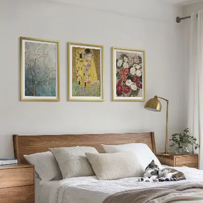 Set de 3 cuadros de flores del árbol de Klimt decoración para salón