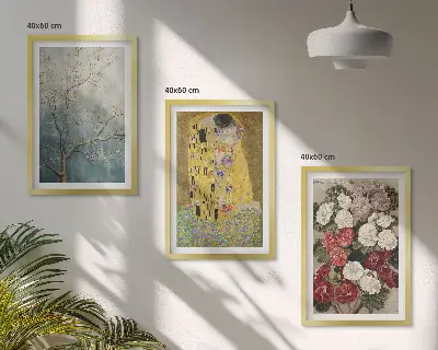 Set de 3 cuadros de flores del árbol de Klimt decoración para salón