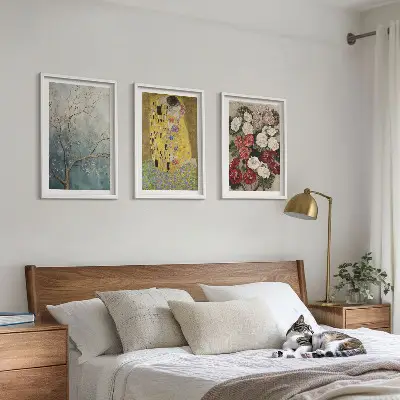 Set de 3 cuadros de flores del árbol de Klimt decoración para salón