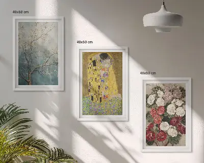 Set de 3 cuadros de flores del árbol de Klimt decoración para salón