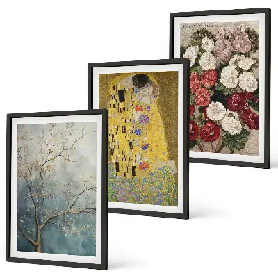 Set de 3 cuadros de flores del árbol de Klimt decoración para salón