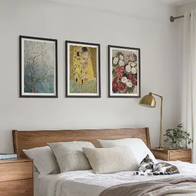 Set de 3 cuadros de flores del árbol de Klimt decoración para salón
