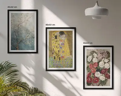 Set de 3 cuadros de flores del árbol de Klimt decoración para salón