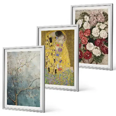 Set de 3 cuadros de flores del árbol de Klimt decoración para salón