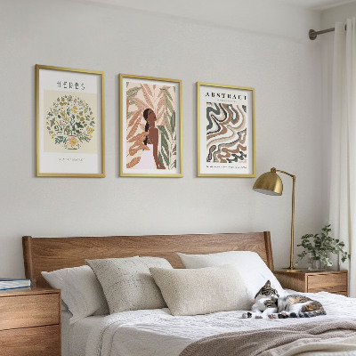 Juego de 3 cuadros Pósteres minimalistas bohemios en tonos pastel