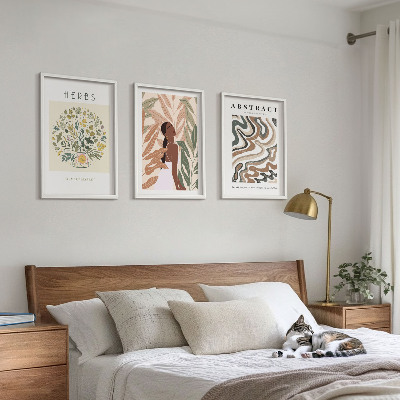 Juego de 3 cuadros Pósteres minimalistas bohemios en tonos pastel