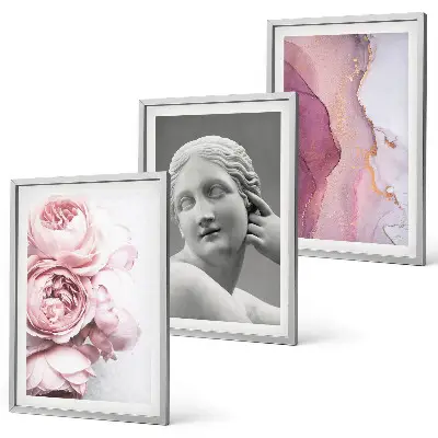 Set de 3 cuadros de escultura abstracta de mujer con peonías decoración para salón