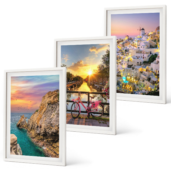 Set de 3 cuadros para salón Vistas al atardecer junto al mar