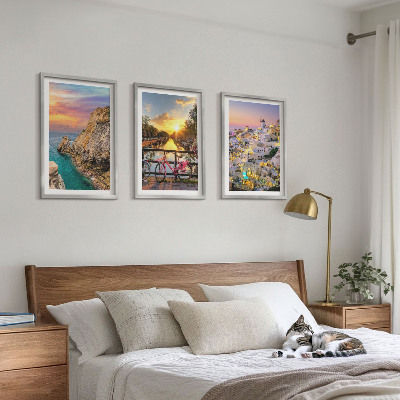 Set de 3 cuadros para salón Vistas al atardecer junto al mar