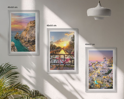Set de 3 cuadros para salón Vistas al atardecer junto al mar