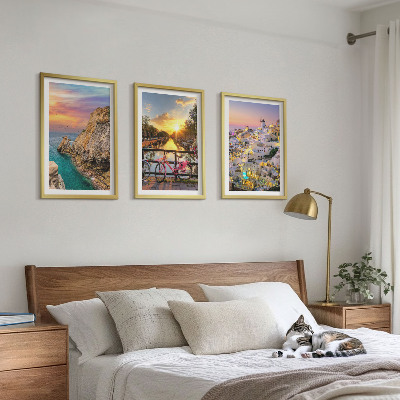 Set de 3 cuadros para salón Vistas al atardecer junto al mar