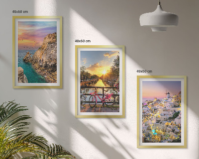 Set de 3 cuadros para salón Vistas al atardecer junto al mar